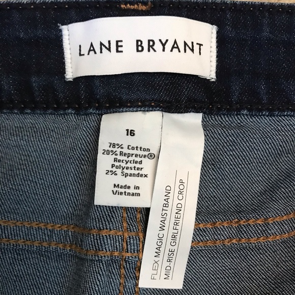 Lane Bryant Denim Blue Jeans Womens Plus Size 16 Girlfriend Crop Mid Rise - Picture 4 of 13